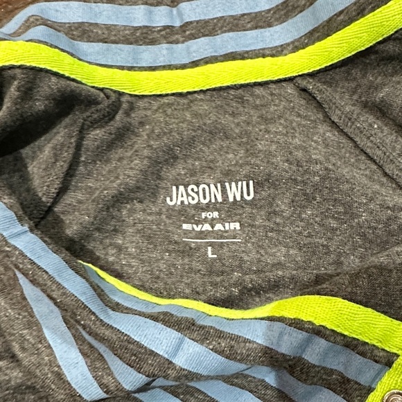 Jason Wu Charcoal Long Sleeve Shirt with Striped Collar - Picture 2 of 4